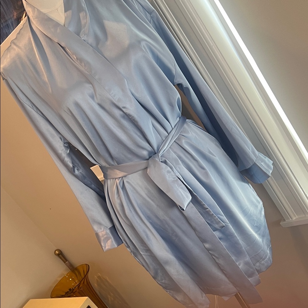 Victoria's Secret Light Blue Satin Long Sleeve Dress